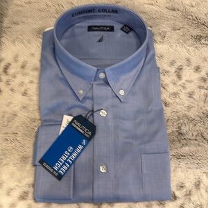 Nautical XXL 18 34/35 Long Sleeve Blue Comfortable Collar Shirt